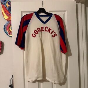 Vintage White and Red Stripe Sports Jersey Tee